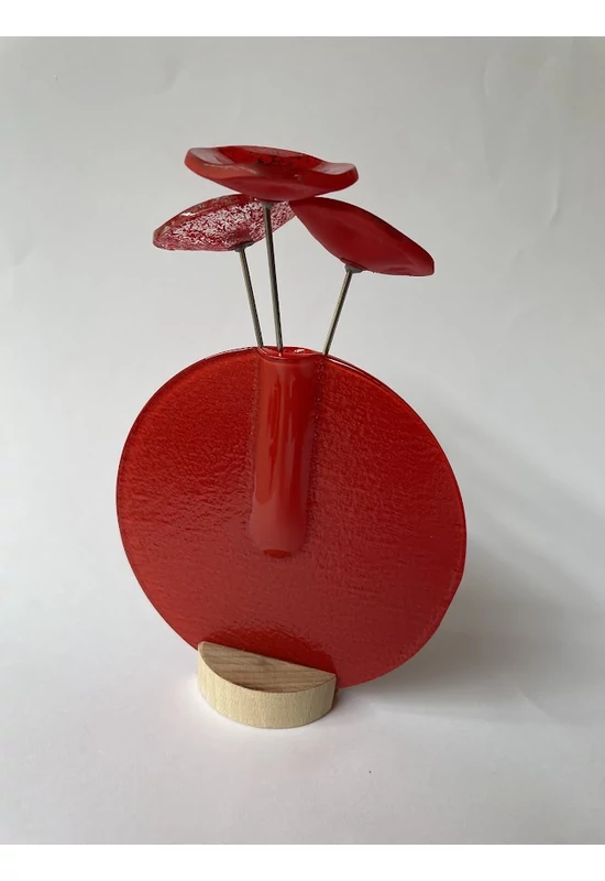 Kerek váza szet, piros színállásban 13 cm