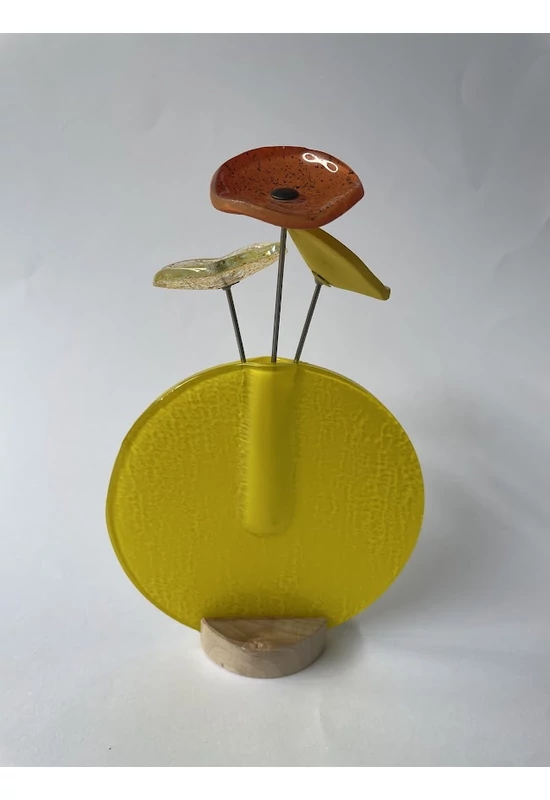 Kerek váza szet, sárga színállásban 13 cm