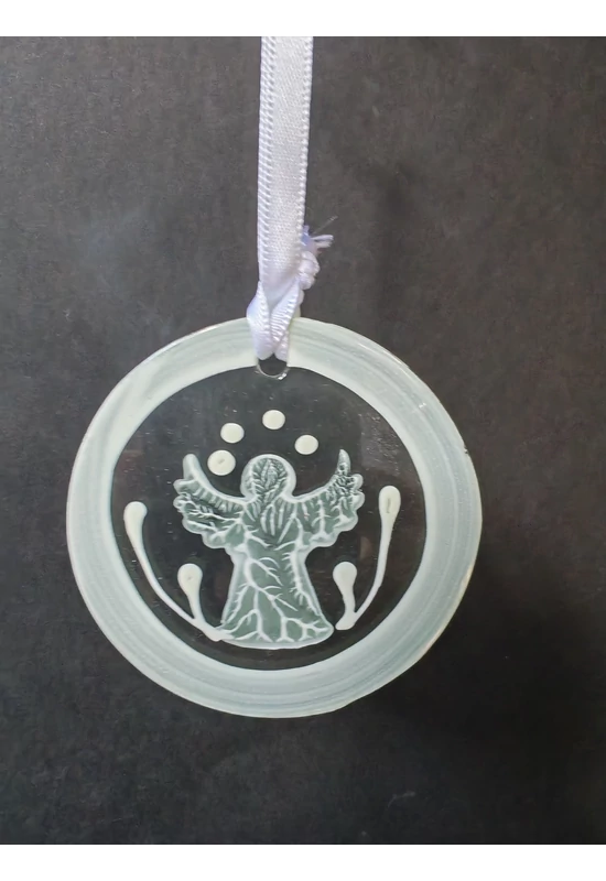 White hand-painted standing angel glass ornament