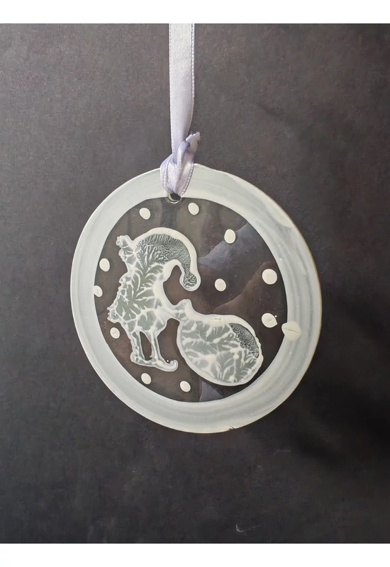 White hand-painted elf with bag glass ornament