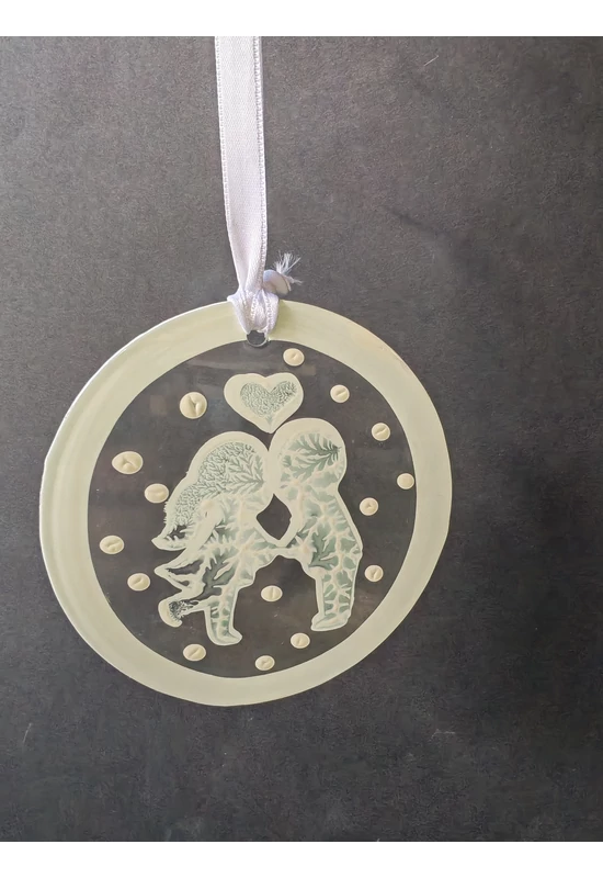 White hand-painted pair glass ornament