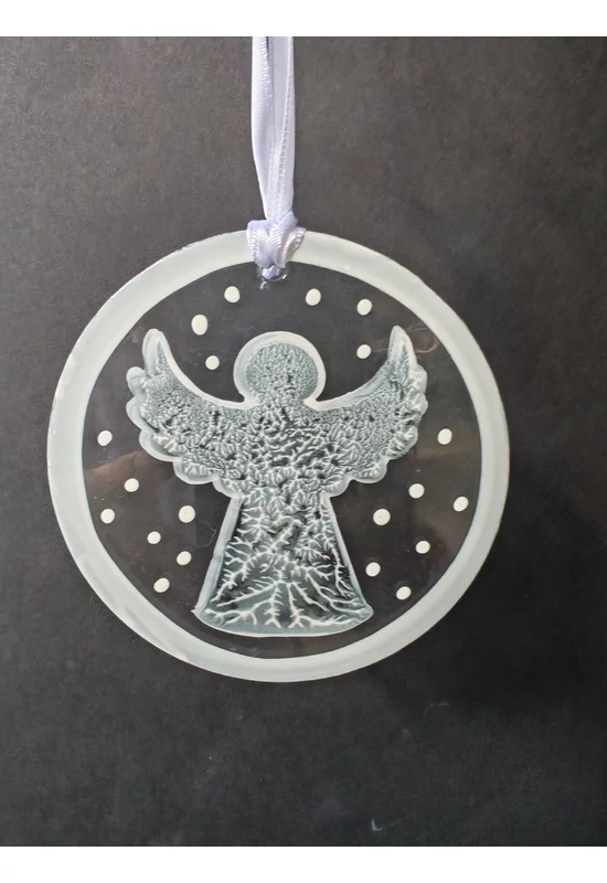 White hand-painted standing angel glass ornament
