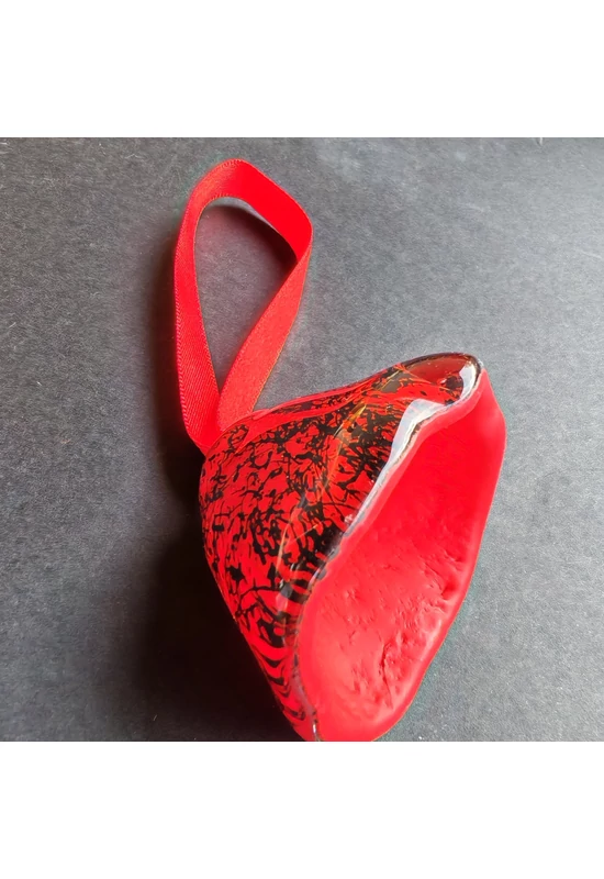 Nagy méretű piros-fekete üveg harang