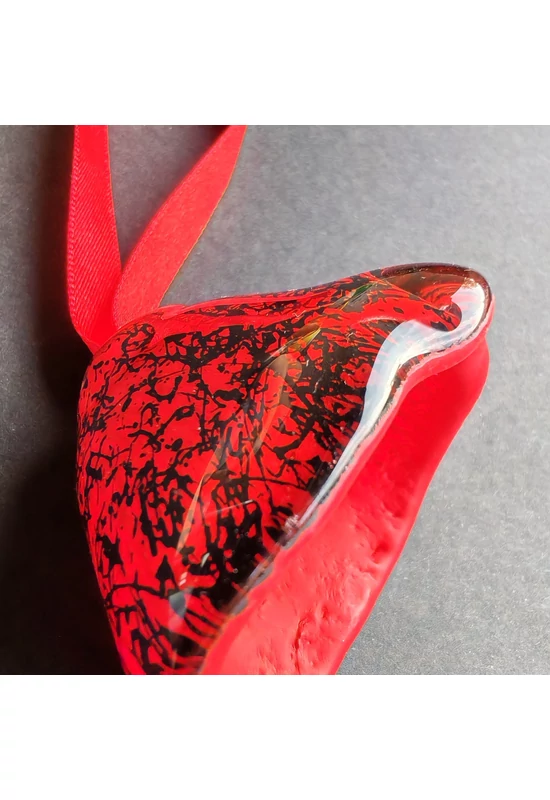 Nagy méretű piros-fekete üveg harang