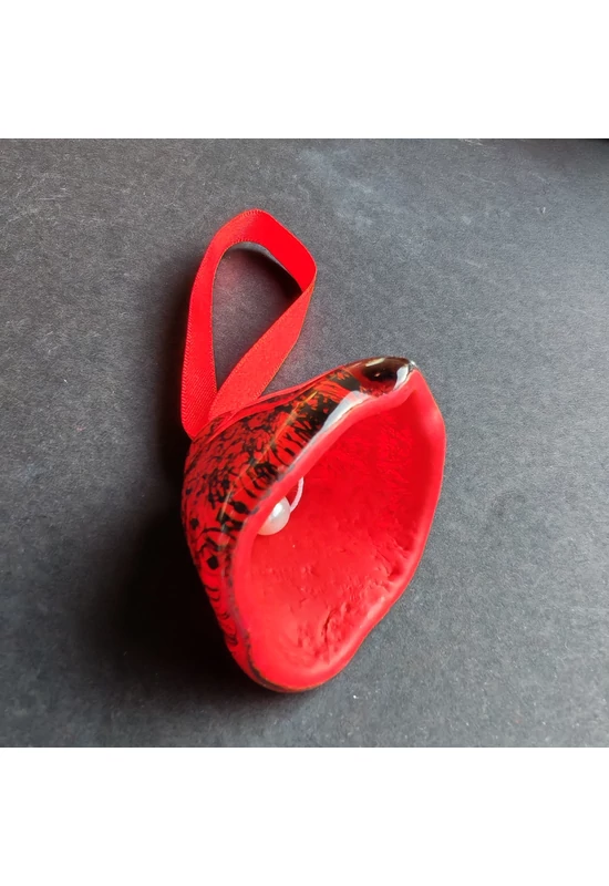 Nagy méretű piros-fekete üveg harang