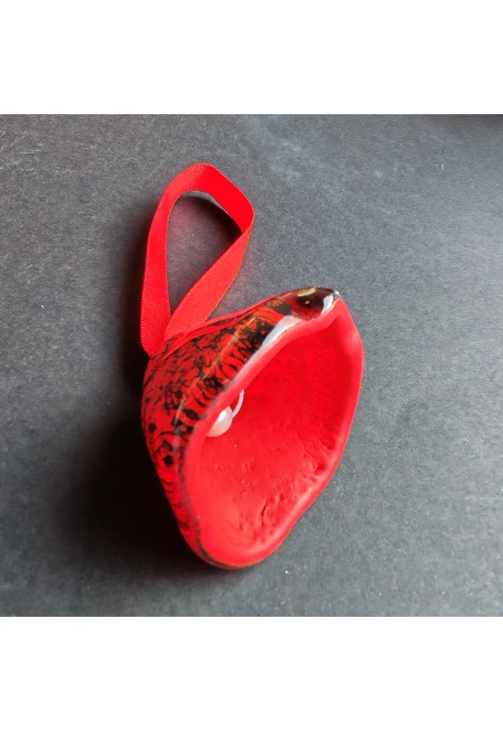 Nagy méretű piros-fekete üveg harang