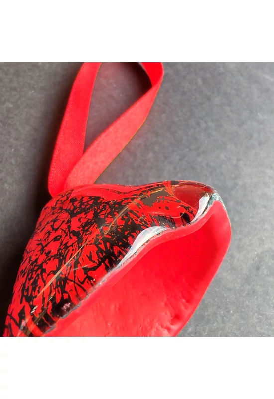 Nagy méretű piros-fekete üveg harang