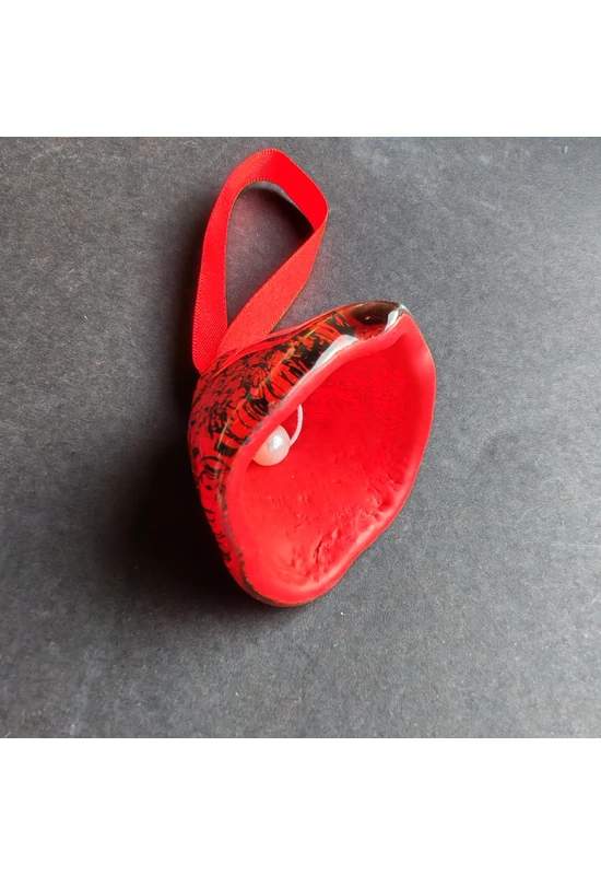 Nagy méretű piros-fekete üveg harang