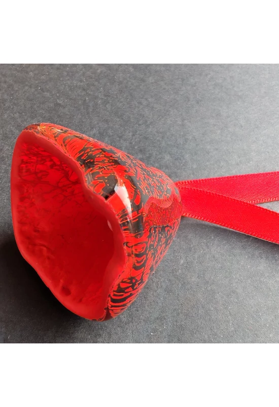 Nagy méretű piros-fekete üveg harang