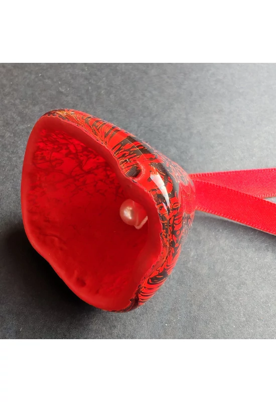 Nagy méretű piros-fekete üveg harang