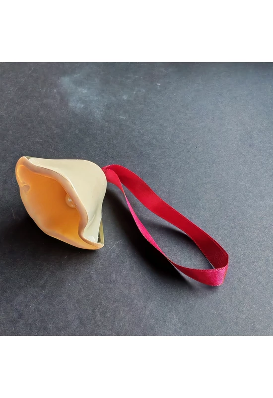 Big size glass bell on elegant ribbon hanger