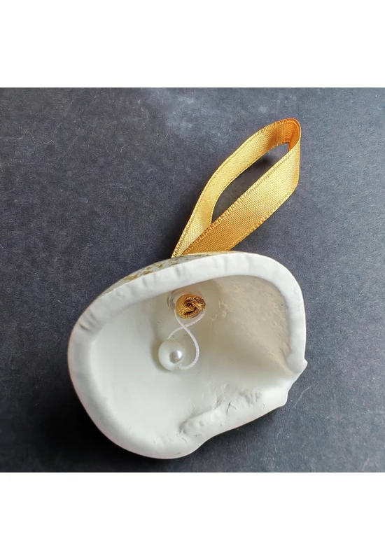 Nagy méretű üveg harang fehér-arany színben