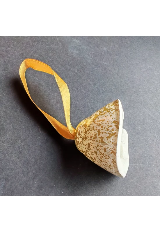 Large white-gold glass bell on elegant ribbon hanger