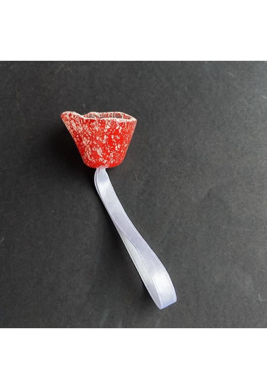 Nagy méretű üveg harang transzparens-fehér-piros színben