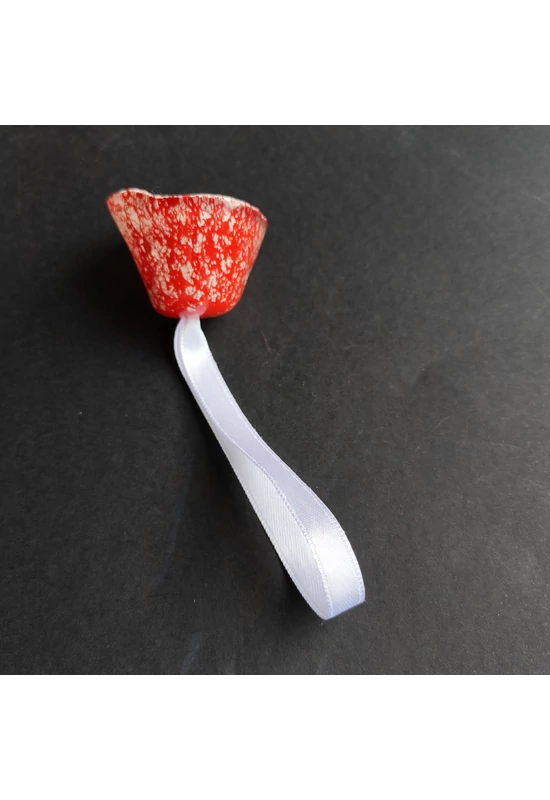 Nagy méretű üveg harang transzparens-fehér-piros színben