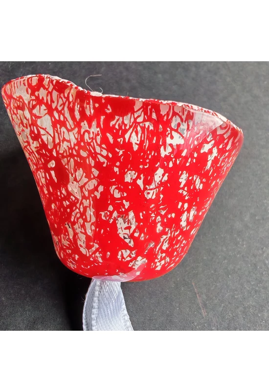 Nagy méretű üveg harang transzparens-fehér-piros színben