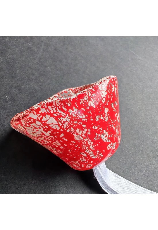 Nagy méretű üveg harang transzparens-fehér-piros színben