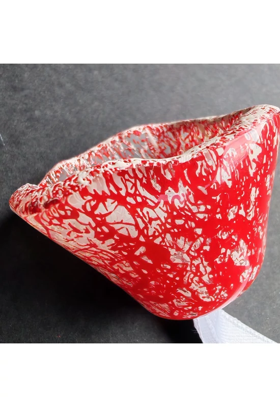 Nagy méretű üveg harang transzparens-fehér-piros színben