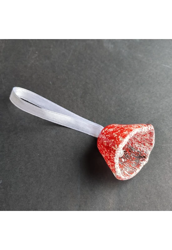 Nagy méretű üveg harang transzparens-fehér-piros színben