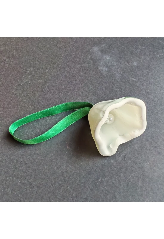 Large white glass bell on elegant ribbon hanger