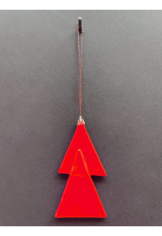 Karácsonyfa alakú függő dísz piros színben