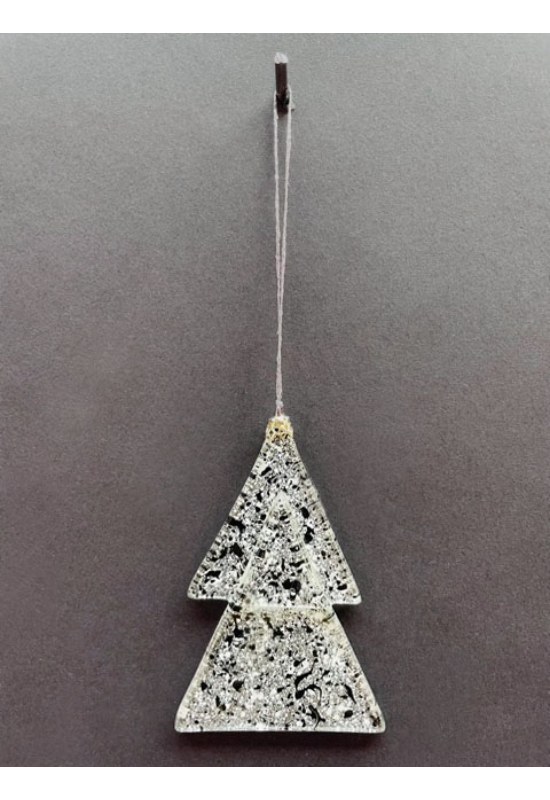Karácsonyfa alakú függő dísz transzparens-fehér-fekete színben