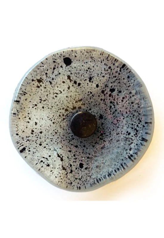 Kis méretű kerek üveg virág kültérre szürke- fekete színben 43 cm -es rozsdamentes acélszáron