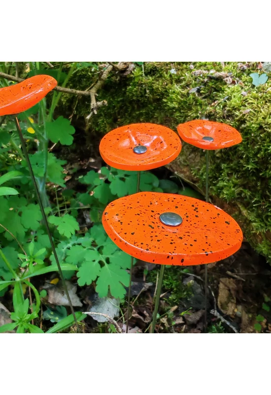 Kis méretű kerek üveg virág kültérre narancssárga- fekete színben