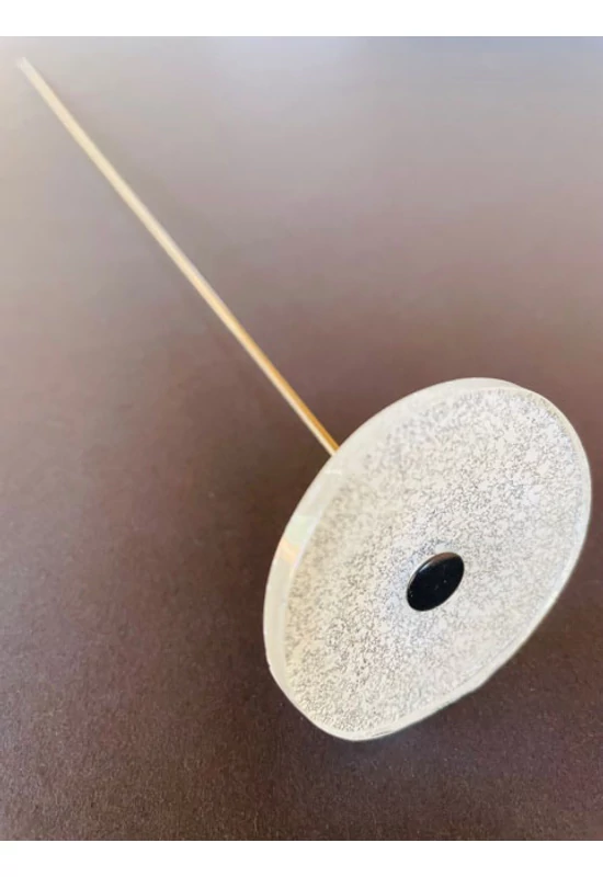 Kis méretű kerek üveg virág kültérre transzparens- fehér színben 43 cm -es rozsdamentes acélszáron