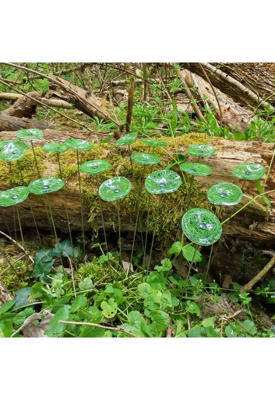 Kis méretű kerek üveg virág kültérre transzparens- zöld-sötétkék színben