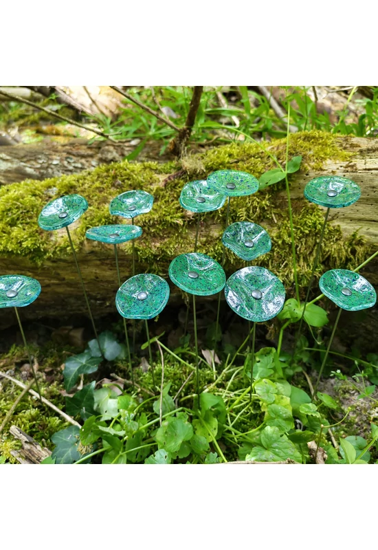 Kis méretű kerek üveg virág kültérre transzparens- zöld-sötétkék színben