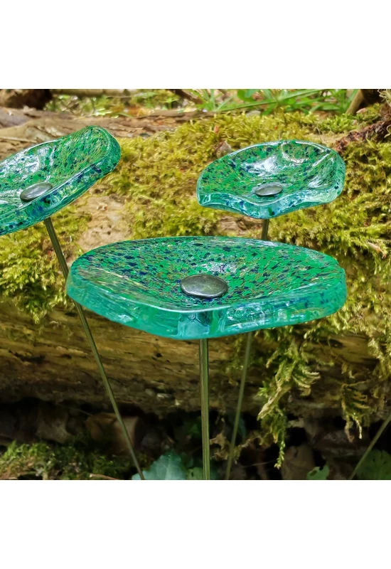 Kis méretű kerek üveg virág kültérre transzparens- zöld-sötétkék színben