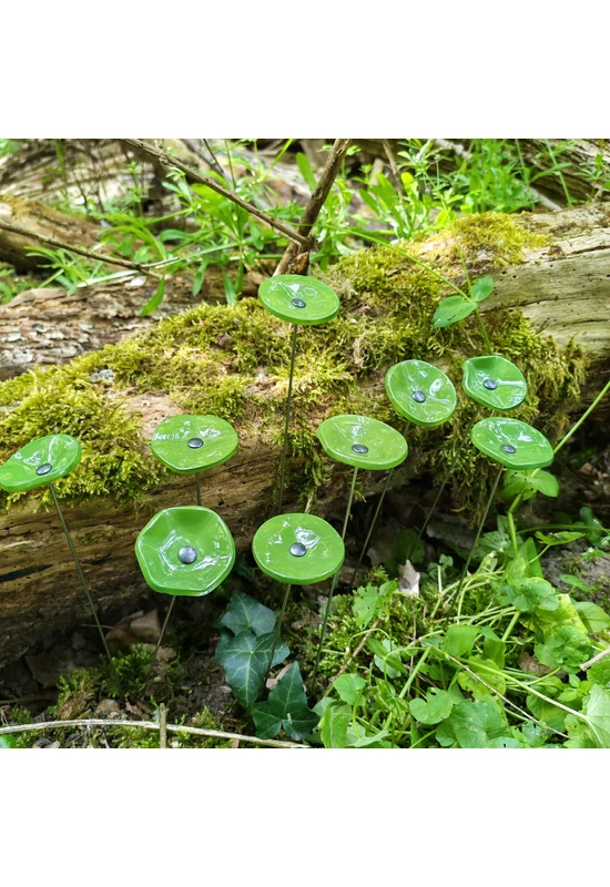 Kis méretű kerek üveg virág kültérre almazöld színben