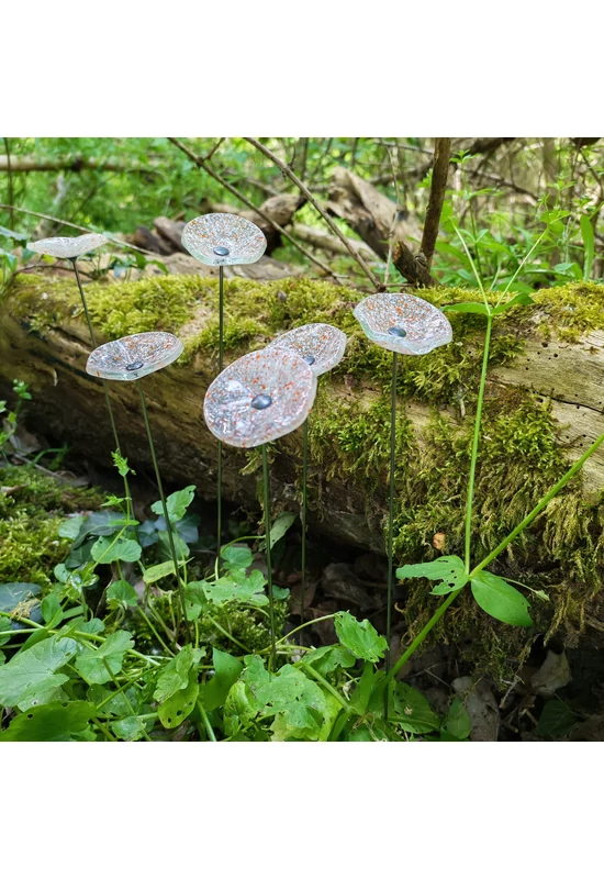 Kis méretű kerek üveg virág kültérre transzparens-narancs-fehér színben