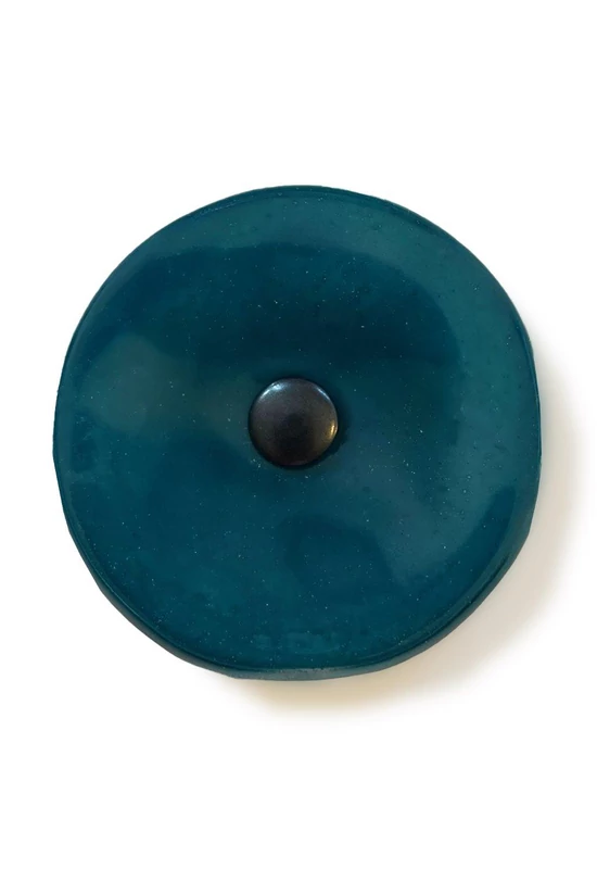 Kis méretű kerek üveg virág kültérre akvamarin színben 43 cm -es rozsdamentes acélszáron