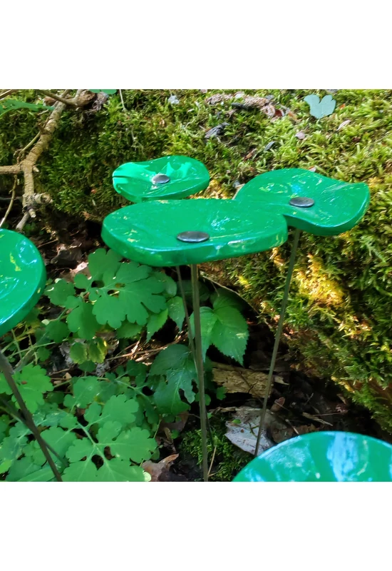 Kis méretű kerek üveg virág kültérre zöld színben