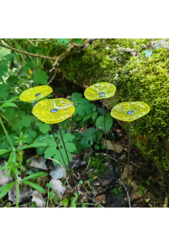 Kis méretű kerek üveg virág kültérre transzparens- almazöld-sárga színben