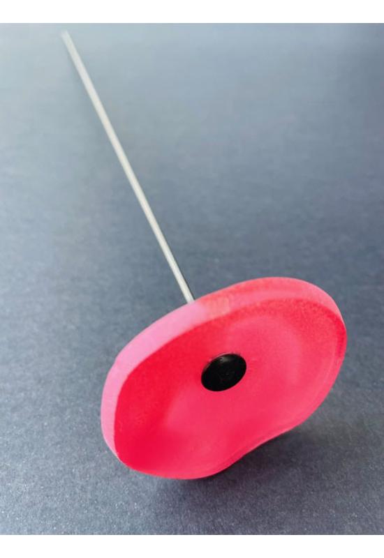 Kis méretű kerek üveg virág beltérre pink színben 43 cm -es rozsdamentes acélszáron