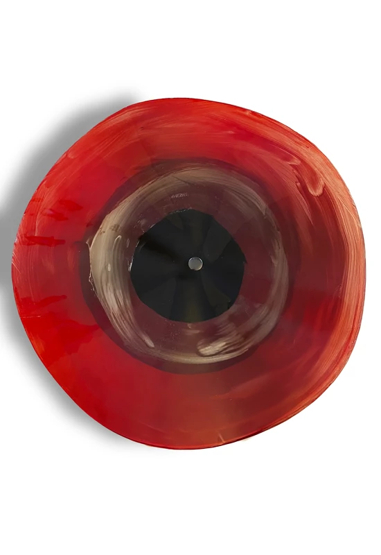 Large size glass flower for indoor use in grey, white colour with 50 cm stainless steel stem