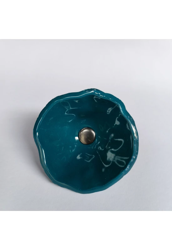 Közepes méretű üveg kála virág kültérre világos akvamarin színben 43 cm -es rozsdamentes acélszáron