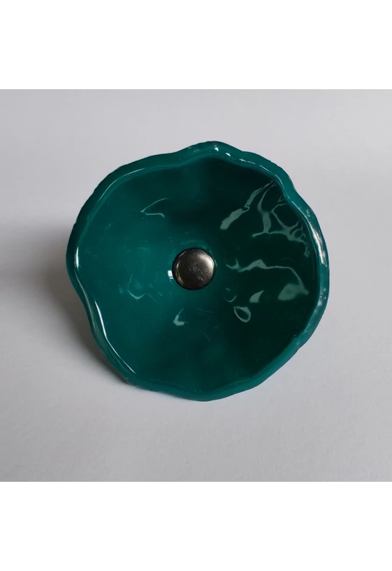 Közepes méretű üveg kála virág kültérre világos akvamarin színben 43 cm -es rozsdamentes acélszáron