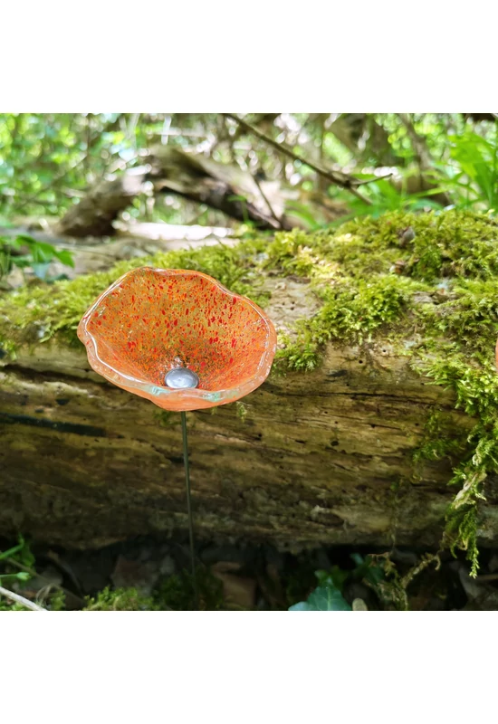 Közepes méretű üveg kála virág kültérre transzparens, narancssárga, piros színben