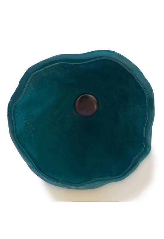 Közepes méretű üveg kála virág kültérre világos akvamarin színben 43 cm -es rozsdamentes acélszáron