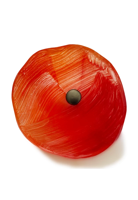 Közepes méretű üveg kála virág kültérre piros színben 43 cm -es rozsdamentes acélszáron