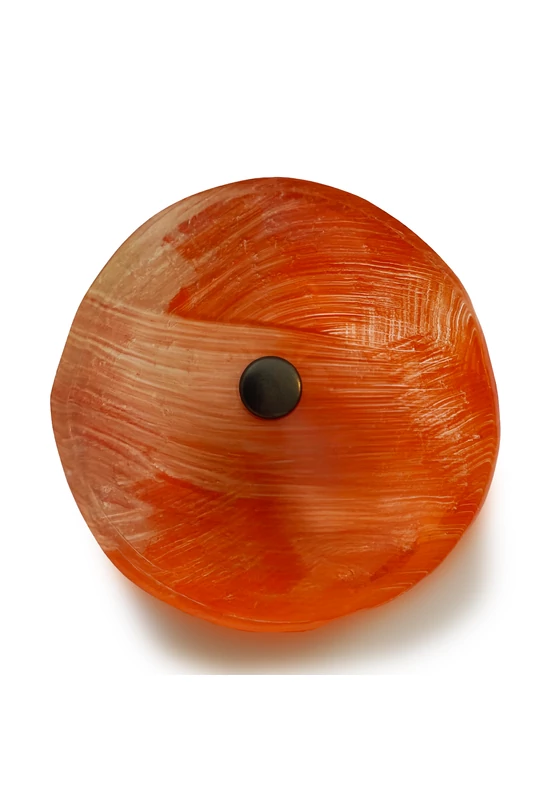 Közepes méretű üveg kála virág kültérre narancssárga színben 43 cm -es rozsdamentes acélszáron