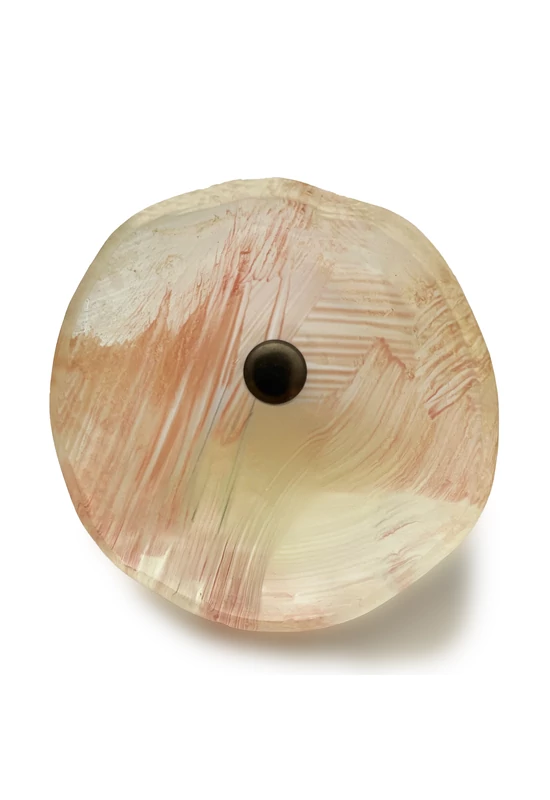 Közepes méretű üveg kála virág kültérre rózsaszin-fehér színben 43 cm -es rozsdamentes acélszáron