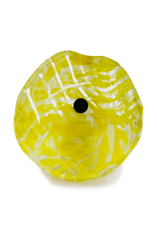 Közepes méretű üveg kála virág kültérre transzparens-sárga színben 43 cm -es rozsdamentes acélszáron