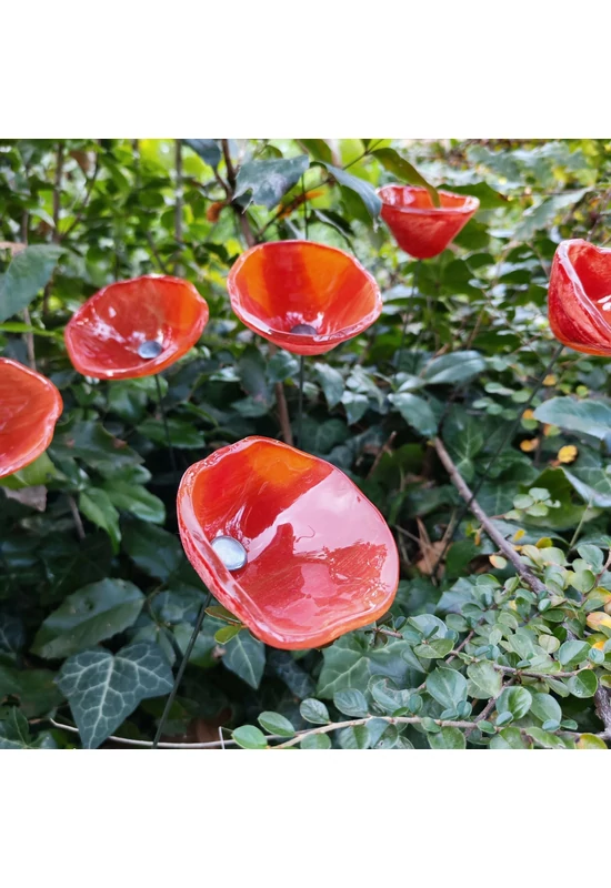 Közepes méretű üveg kála virág kültérre narancssárga színben 43 cm -es rozsdamentes acélszáron