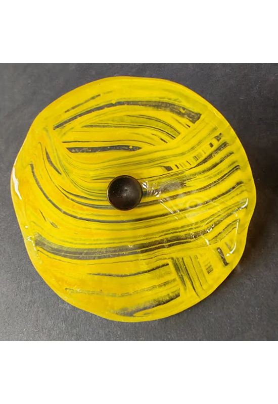 Közepes méretű üveg kála virág kültérre transzparens-sárga színben 43 cm -es rozsdamentes acélszáron