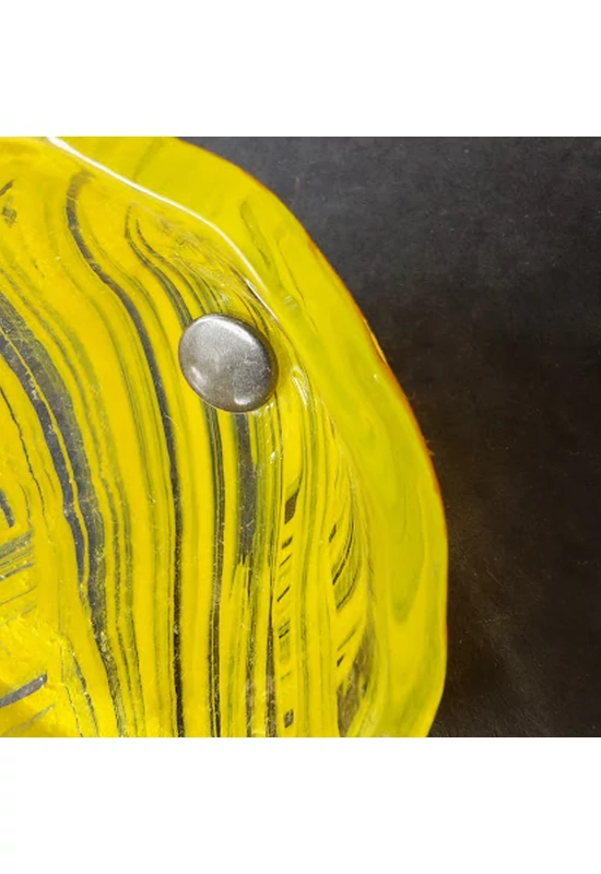 Közepes méretű üveg kála virág kültérre transzparens-sárga színben 43 cm -es rozsdamentes acélszáron